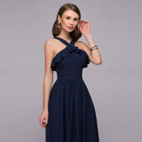 Spring new dress long hanging neck dress Slim evening fashion halter dress