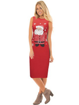 Stylish Women Xmas dress bodycon round neck sleeveless ladies casual party dress