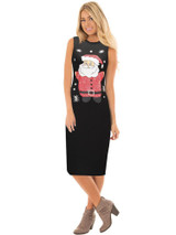 Stylish Women Xmas dress bodycon round neck sleeveless ladies casual party dress