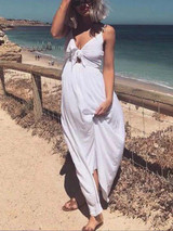 Summer Elegant Beach Sling Solid Color Dress