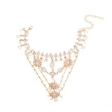 Summer wild beach sandals Multi-layered pearl diamond pendant Foot Anklet