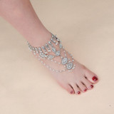 Summer wild beach sandals Multi-layered pearl diamond pendant Foot Anklet