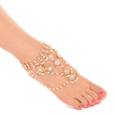 Summer wild beach sandals Multi-layered pearl diamond pendant Foot Anklet