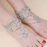 Summer wild beach sandals Multi-layered pearl diamond pendant Foot Anklet