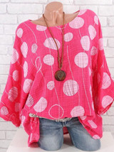 Summer Polka Dot Round-Neck Batwing Sleeve Top