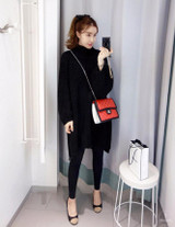 Turtleneck Split Hem Knitted Pullover Sweaters