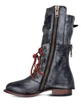 Winter Square Low Heel Bandage Mid Calf Boots