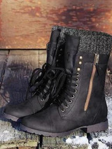 Women's Vintage Knitting Boots Mid Calf Boots