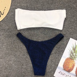 3 Colors Split Swimsuit Flashing Irregular Bikini Sexy Stitching