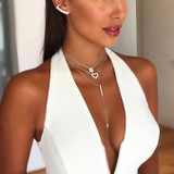 Sexy Deep V Sleeveless Halter Jumpsuit with Belt