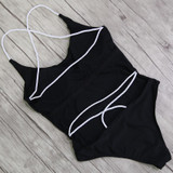 Solid Color one piece swimsuit Sexy Cross Halter Swimwear Bathing Suits Beach Wear Backless Swimsuit Solid Color one piece swimsuit Sexy Cross Halter Swimwear Bathing Suits Beach Wear Backless Swimsuit