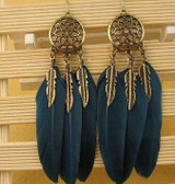 Vintage Metal Handmade Feather Dangle Earrings