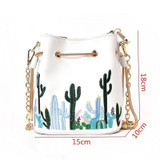 Cacti Pattern Phone Bag String Bucket Bag Chain Shoulder Bags For Women