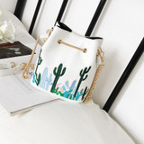 Cacti Pattern Phone Bag String Bucket Bag Chain Shoulder Bags For Women