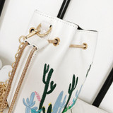 Cacti Pattern Phone Bag String Bucket Bag Chain Shoulder Bags For Women