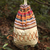 Ethnic Coloful Lacing Splicing Handbag Backpack For Women