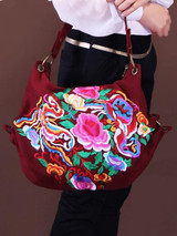 Vintage Canvas Ethnic Style Floral Embroidery Shoulder Bag