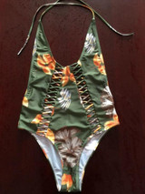 Floral Print Sexy One Piece Swimsuit Bandage Bathers Monokini Swimsuit