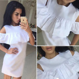 2018 Round Neck Solid Color Mini Dress