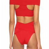 Off-The-Shoulder Bikini Cross Bandage Swimsuit Sexy Split Swimsuit