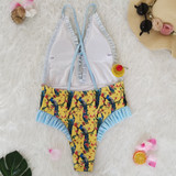 Sweet Print Floral Ins Style One Piece Swimsuit