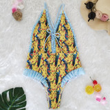Sweet Print Floral Ins Style One Piece Swimsuit