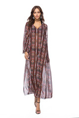 2018 new arrival Loose printed dress speaker sleeve large size women s clothing