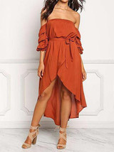 Sexy Strapless Backless Belted Irregular Beach Boho Maxi Dress