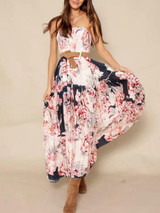 Sexy Strapless Backless Floral Print Boho Beach Maxi Dress