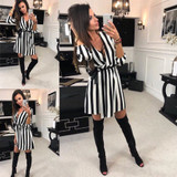 Striped v-neck casual dress, summer