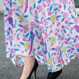 Elegant Printed V Neck Batwing Sleeve High Waist Maxi Long Dress