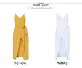 Sexy Spaghetti Strap V Neck Backless Solid Color Beach Dress
