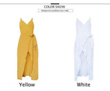 Sexy Spaghetti Strap V Neck Backless Solid Color Beach Dress