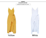 Sexy Spaghetti Strap V Neck Backless Solid Color Beach Dress