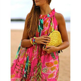 Printed Chiffon Loose Boho Beach Maxi Dress