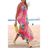 Printed Chiffon Loose Boho Beach Maxi Dress