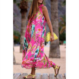 Printed Chiffon Loose Boho Beach Maxi Dress