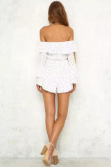 Polka Dot Off Shoulder Long Sleeve Jumpsuit Rompers Polka Dot Off Shoulder Long Sleeve Jumpsuit Rompers