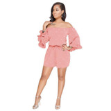 Polka Dot Off Shoulder Long Sleeve High Waist Jumpsuit Rompers Polka Dot Off Shoulder Long Sleeve High Waist Jumpsuit Rompers