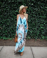 Spaghetti Strap Print Beach Maxi Dress