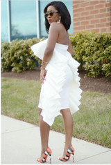 Sexy Off Shoulder Ruffle Solid Color Bodycon Mini Dress