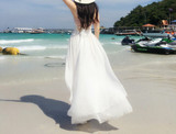 Spaghetti Strap Backless Irregular Beach Maxi Long Dress