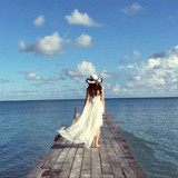 Spaghetti Strap Backless Irregular Beach Maxi Long Dress