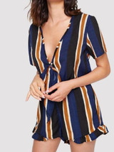 Print Deep V Neck Short Sleeve Jumpsuit Rompers