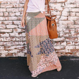 Boho Geometry Printed Elastic Waist Skirt