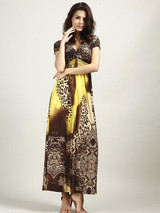 Pretty Bohemia Floral Short Sleeve V Neck Maxi Dress