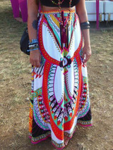 Print Boho High Waist Big Hem Skirt