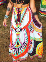 Print Boho High Waist Big Hem Skirt