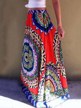 Print High Waist Boho Skirt