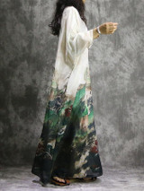 Print Plus Size Long Sleeve Loose Maxi Dress